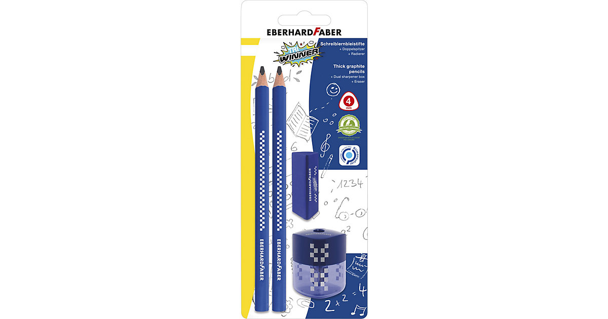 Bleistiftset Winner, 4-tlg., inkl. Spitzdose & Radierer bunt Bleistiftset Winner, 4-tlg., inkl. Spitzdose & Radierer bunt von Eberhard Faber