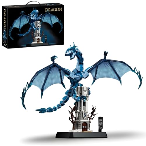 Drachen Klemmbausteine Set für Erwachsene, STEM Viserion Eisdrachen Bausteine Modell für Got Fans Heimbüro Dekor, Drachen Bausteine Filmfans Geschenk, 1786 Teile von Ebortsin