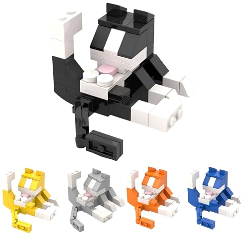 Ebortsin MOC Licking Butt Katze Bausteine Set, 5 Pack Klemmbausteine Katze Lustiges Tier Bausteine Spielzeug, Geschenk für Tier Liebhaber für Erwachsene und Kinder, 300+ Teile von Ebortsin