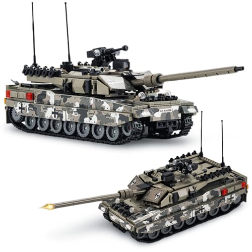 Ebortsin Technik Leopard 2A7 Panzer Bausteine, Militär Schwerer Panzer Klemmbaustiene Spielzeug Set, 1009 Teile Leopard 2A7 Panzer Bausteine Modellbausatz, Kompatibel mit L*** von Ebortsin