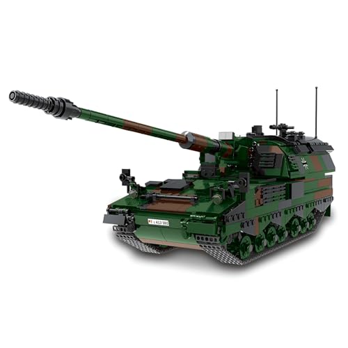 Ebortsin Technik Panzer Bausteine Modell, WW2 Panzer Klemmbausteine Militär Panzer Spielzeug, PZH-2000 Panzer Bausteine Modellbausatz, Geschenk für Erwachsene und Kinder, 1345 Teile von Ebortsin