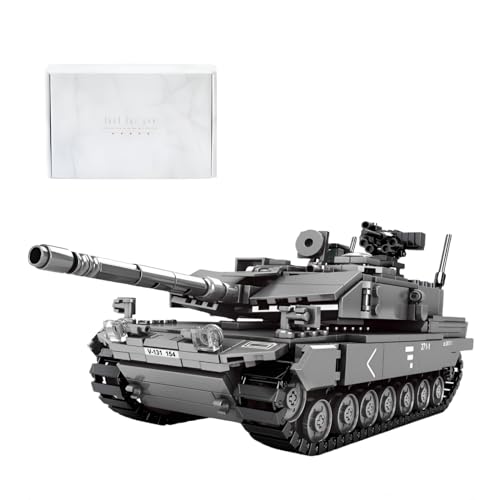 Ebortsin Technik Panzer Bausteine Set, WW2 Panzer Klemmbausteine Militär Panzer Spielzeug, Leopard 2A7 Panzer Bausteine Modellbausatz, Geschenk für Erwachsene und Kinder, 898 Teile von Ebortsin