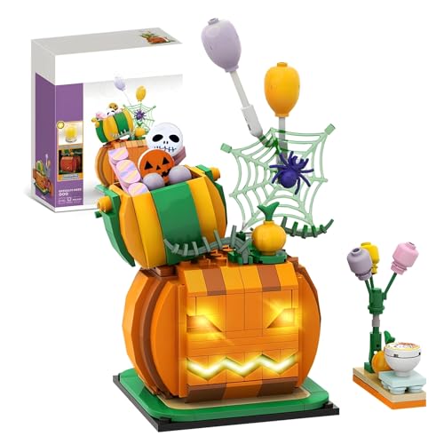 Halloween Kürbishaus Bausteine Bausatz, Halloween Klemmbausteine Kürbishaus Partygeschenk, Halloweens und Weihnachts Bausteine Deko Modell, Geschenk für Erwachsene und Kinder, 335+ Teile von Ebortsin