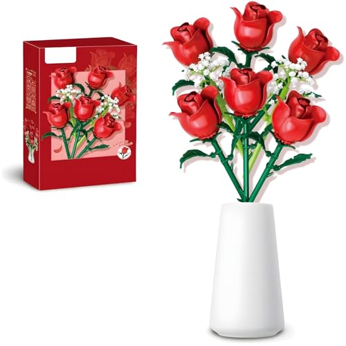Künstliche Blumen Botanische Sammlung Klemmbausteine Blumen für Erwachsene (Rosen) von Ebortsin