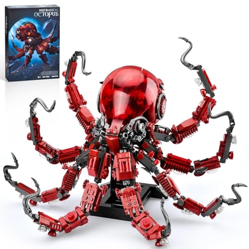 Mechanischer Oktopus Baustein Set, STEM Steampunk Oktopus Bausteine Modell mit Beweglichen Tentakeln, Einzigartiges Geschenk für Sammler & Erwachsene und Kinder, 882+ Teile von Ebortsin