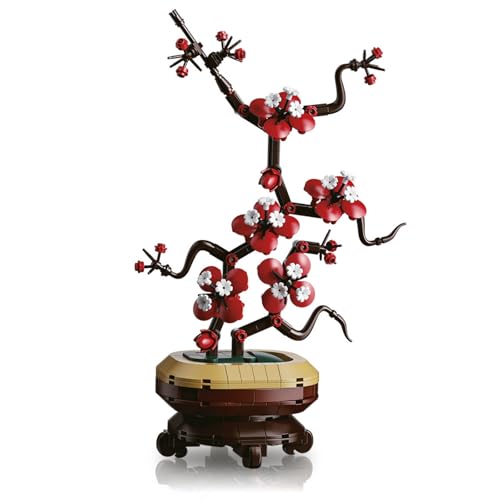 Pflaume Bausteine Set, Bonsai Klemmbausteine Blumenstrauß Bausatz, Kunst Blumenstrauß Botanische Sammlung für Erwachsene, Heimbüro Dekor, 317 Teile von Ebortsin