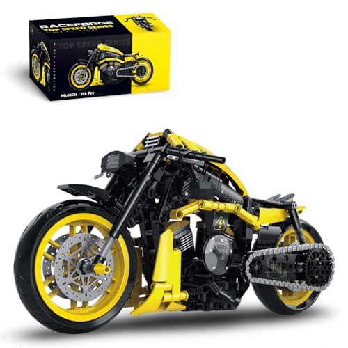 Technik 1:8 Muscle Motorrad Bausteine für Erwachsene, Modell Muscle 800 Chopper Motorrad Klemmbausteine Heimbüro Dekor, Geschenk für Motorradliebhaber und Jungen, 554 Teile von Ebortsin