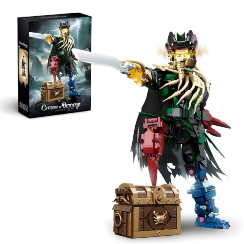 Technik Karibik Piraten Kapitän Mech Bausteine Set, Ideas Action Figuren Abenteuer Mech Klemmbausteine mit Schatztruhe Modell, Geschenk für Piraten Filmfans und Erwachsene, 1705+ Teile von Ebortsin