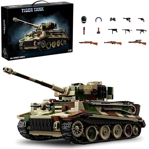 Technik Militär Panzer Klemmbausteine Set, 1:28 Legendärer Tiger Panzer Bausteine Modell, 1603+ Teile Tiger Kampfpanzer Bausteine Spielzeug, Geschenk für Erwachsene und Jungen von Ebortsin