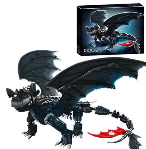 Technik Night Black Ohnezahn Drache Bausteine Set, STEM Drache Bausteine Actionfiguren Night Dragons Modell, Geschenk für Filmfans und Erwachsene und Kinder, 1026 Teile Technik Night Black Ohnezahn Drache Bausteine Set, STEM Drache Bausteine Actionfiguren Night Dragons Modell, Geschenk für Filmfans und Erwachsene und Kinder, 1026 Teile von Ebortsin