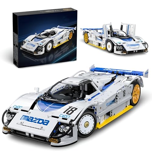 Technik Rennwagen Bausteine Modellauto für Mazida 787B, 1:10 Speed Champion Sportwagen Klemmbausteine Modellbausatz, Geschenk für Erwachsene und Rennfans, 1797 Teile von Ebortsin