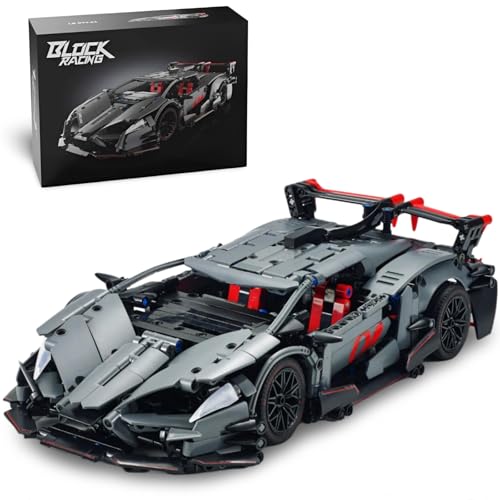 Ebortsin Technik Sportwagen Klemmbausteine Lambo für Veneno, 1:14 Modellauto Klemmbausteine Spielzeug, Geschenk für Erwachsene und Kinder, Kompatibel mit L***, 991 Teile von Ebortsin