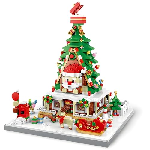 Weihnachtsbaum Micro Bausteine, 2465 Teile Ideas Weihnachten Baumhaus Klemmbausteine Set, Weihnachts Countdown Spielzeug Mikro Bausteine, Geschenke für Erwachsene und Kinder von Ebortsin