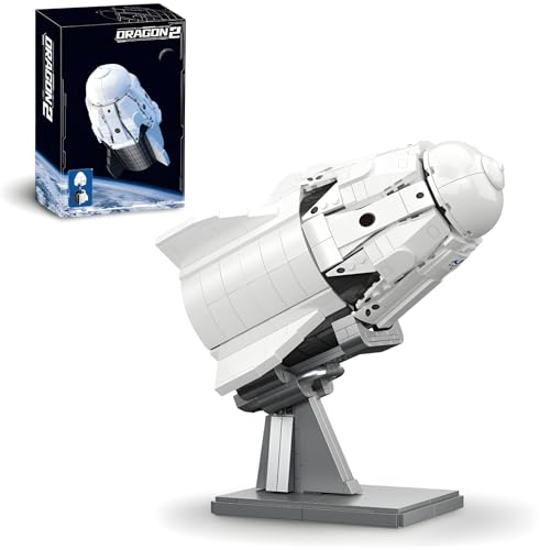 Weltraum Dragon 2 Raumschiff Bausteine, Space Raumschiff Bausteine für Erwachsene, Kreatives STEM Space Schiff Spielzeug, Geschenk für Weltraumfans und Jugendliche, 850 Teile von Ebortsin