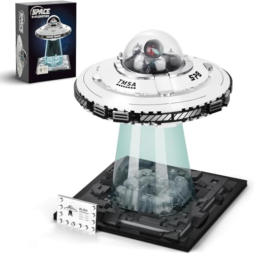 Weltraum UFO Raumschiff Bausteine, UFO Schiff Baustein Modell, Kreatives Sci-Fi Raumschiff Bausteine Kits für Animations Fans, Dekor Geschenk für Erwachsene und Jungen Mädchen von Ebortsin