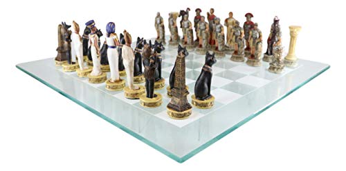 Ebros Gift Historisches Schach-Set, ägyptische ptolemäische Pharao-Armee gegen Augustus Caesar Römisches Imperium Centurions, Kunstharz, geformte Schachfiguren mit Checker, Milchglasbrett, Gaming-Set Ebros Gift Historisches Schach-Set, ägyptische ptolemäische Pharao-Armee gegen Augustus Caesar Römisches Imperium Centurions, Kunstharz, geformte Schachfiguren mit Checker, Milchglasbrett, Gaming-Set von Ebros Gift