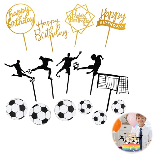 Fußball Tortenaufleger Set – 15 Stück Acryl Happy Birthday Cake Topper für Fußball Geburtstagsfeiern, ideal für Kuchen, Cupcakes und Desserts zur Feier von Jungen und Männern，kuchen deko geburtstag von EceoThsy