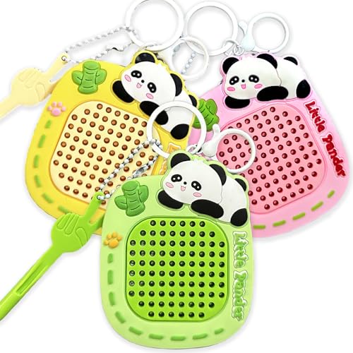 Echehi 3er-Set Fidget Toys Schlüsselanhänger, Sensorik Spielzeug mit Magnetische Maltafel und Labyrinth Spiel, Stressabbau Spielzeug für Erwachsene und Kinder. Panda3 von Echehi