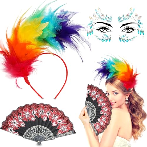Echehi Bunt Feder Stirnband Fascinator Stirnbänder Cosplay Haarband Karneval Party Kopfschmuck Regenbogen Feder Haarreif Feder Kopfbedeckung Kostüm für Ostertag Hochzeit Party Echehi Bunt Feder Stirnband Fascinator Stirnbänder Cosplay Haarband Karneval Party Kopfschmuck Regenbogen Feder Haarreif Feder Kopfbedeckung Kostüm für Ostertag Hochzeit Party von Echehi