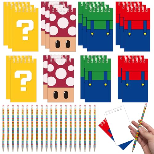Echoglimmer Super Bros Partygeschenke, Geburtstagsparty-Dekorationen, Super Bros Supplies 20 Bleistifte und 20 Party-Mini-Notizblöcke, 40 Stück Echoglimmer Super Bros Partygeschenke, Geburtstagsparty-Dekorationen, Super Bros Supplies 20 Bleistifte und 20 Party-Mini-Notizblöcke, 40 Stück von Echoglimmer