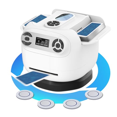 2025 Automatischer Kartenmischer und Dealer Maschine, 2 in 1 360° Rotierender Kartenmischer, Kartenhändler und Shuffler Maschine, Super Leise, Sicherer, Verschiedene Kartenspiele für Zuhause und Club von Echtur