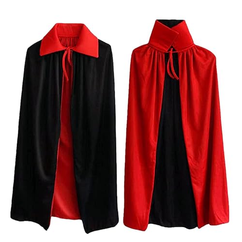 Ecloud Shop Zauberumhang Kinder Vampirumhang mit Kragen Schwarzes Rot Reversible Kleid Goth Devil Piraten Vampir Dämonen Umhang Für Halloween Party Ostern Weihnachten Kinder von Ecloud Shop