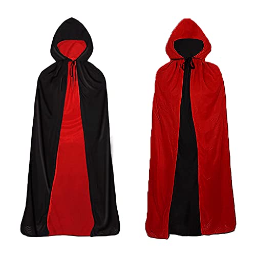 Ecloud Shop Zauberumhang Vampirumhang mit Kapuze Weihnachtscape Schwarzes Rot Reversible Umhang Für Halloween Party Ostern Weihnachten 100cm von Ecloud Shop