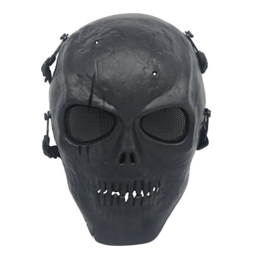 Ecloud Shop Schädelmaske Cosplay Maske Skelett Gesichtsmaske Schild für Cosplay Game Party - Schwarz von Ecloud Shop