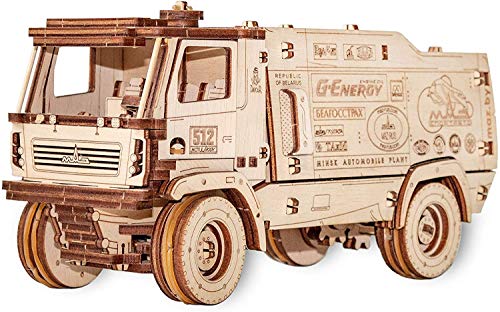 EWA Eco-Wood-Art 5309RR EWA EcoWoodArt 3D Holzpuzzle für Jugendliche und Erwachsene-Mechanisches Dakar Racing Truck MAZ Modell-DIY-Bausatz, Selbstmontage, kein Kleber erforderlich von EWA Eco-Wood-Art