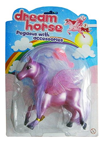 Eco Pegasus mit Haarbürste Dream Horse 2 Farben Geschenk Kinder Mädchen Spielzeug 54 (Lila) von ECO