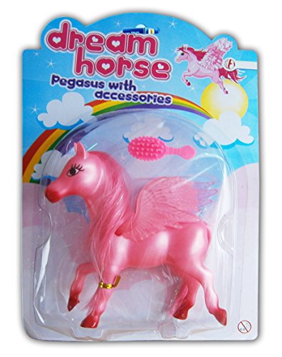 Eco Pegasus mit Haarbürste Dream Horse 2 Farben Geschenk Kinder Mädchen Spielzeug 54 (Rosa) von ECO