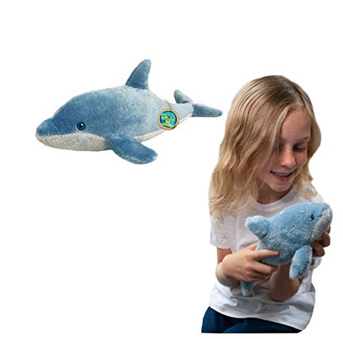 EcoBuddiez - Delfin von Deluxebase. Kleines 26cm weiches Plüschtier aus recycelten Plastikflaschen. Umweltfreundliches kuscheliges Geschenk für Kinder und süß Stofftier für Kleinkinder. von EcoBuddiez