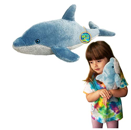 EcoBuddiez - Delfin von Deluxebase. Mittelgroß 38cm weiches Plüschtier aus recycelten Plastikflaschen. Umweltfreundliches kuscheliges Geschenk für Kinder und süß Stofftier für Kleinkinder. von EcoBuddiez