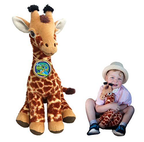 EcoBuddiez - Giraffe von Deluxebase. Großes 35cm weiches Plüschtier aus recycelten Plastikflaschen. Umweltfreundliches kuscheliges Geschenk für Kinder und süß Stofftier für Kleinkinder. von EcoBuddiez