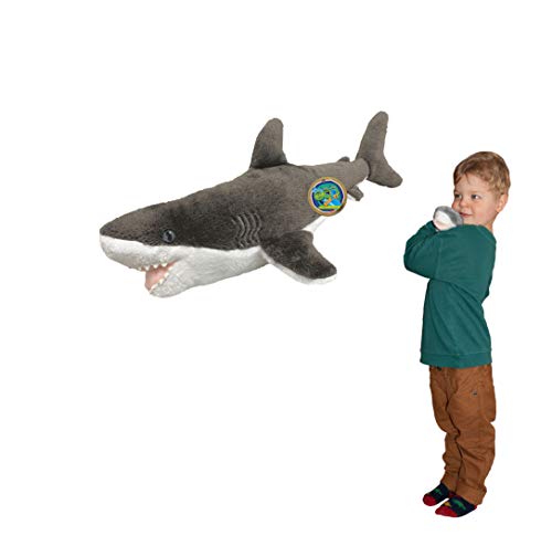EcoBuddiez - Große Weiße Haifisch von Deluxebase. Kleines 31cm weiches Plüschtier aus recycelten Plastikflaschen. Umweltfreundliches kuscheliges Geschenk für Kinder und süß Stofftier für Kleinkinder. von EcoBuddiez