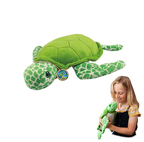 EcoBuddiez - Meeresschildkröte von Deluxebase. Mittelgroß 30cm weiches Plüschtier aus recycelten Plastikflaschen. Umweltfreundliches kuscheliges Geschenk für Kinder und süß Stofftier für Kleinkinder. von EcoBuddiez