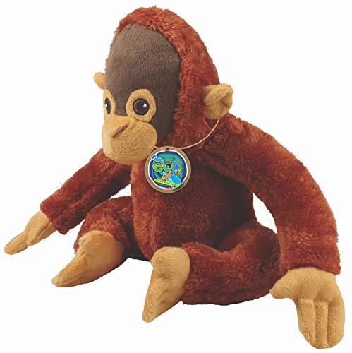 EcoBuddiez - Orang-Utan von Deluxebase. Mittelgroß 20cm weiches Plüschtier aus recycelten Plastikflaschen. Umweltfreundliches kuscheliges Geschenk für Kinder und süß Stofftier für Kleinkinder. von EcoBuddiez