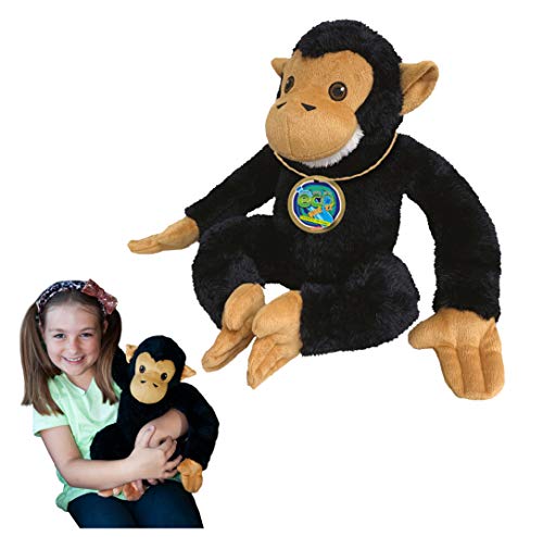 EcoBuddiez - Schimpanse von Deluxebase. Großes 30cm weiches Plüschtier aus recycelten Plastikflaschen. Umweltfreundliches kuscheliges Geschenk für Kinder und süß Stofftier für Kleinkinder. von EcoBuddiez