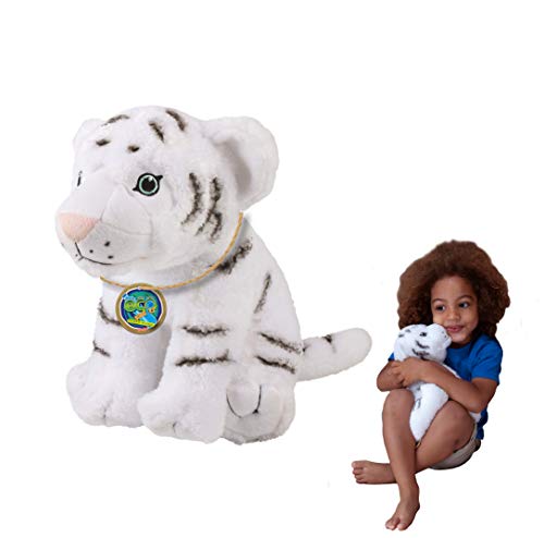 EcoBuddiez - Weißer Tiger von Deluxebase. Großes 30cm weiches Plüschtier aus recycelten Plastikflaschen. Umweltfreundliches kuscheliges Geschenk für Kinder und süß Stofftier für Kleinkinder. von EcoBuddiez