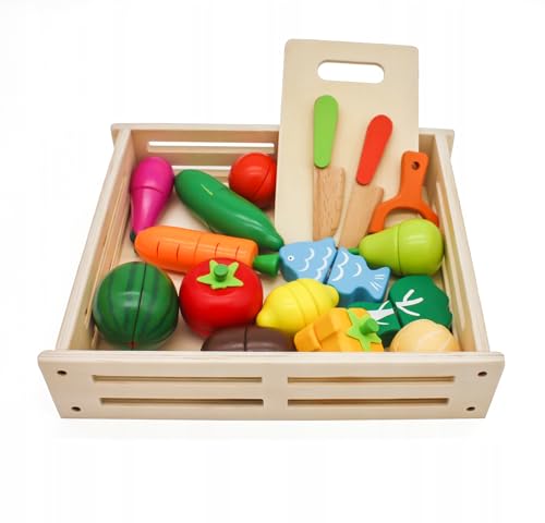 AMPQ Holz Obst und Gemüse zum Schneiden Set 34-Teile - Kinderküche Zubehör für Mädchen und Jungen ab 3 4 5 Jahren - Spielküche Zubehör Holz Kinder AMPQ Holz Obst und Gemüse zum Schneiden Set 34-Teile - Kinderküche Zubehör für Mädchen und Jungen ab 3 4 5 Jahren - Spielküche Zubehör Holz Kinder von EcoTraps