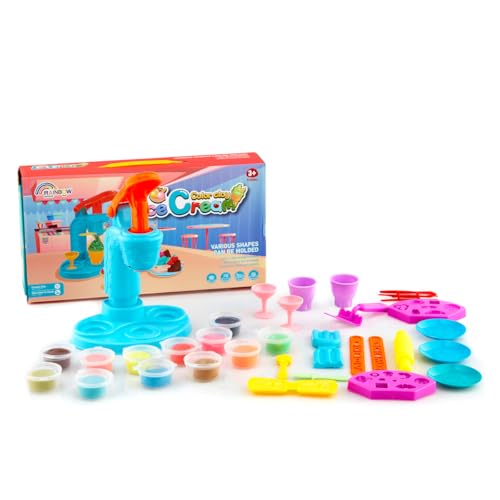 AMPQ Modelliermasse Lufttrocknend Knete Set mit Formen und Zubehör - Playmais ab 3 Jahre für Mädchen und Jungen - Springknete für Kinder (Eiscreme) von EcoTraps