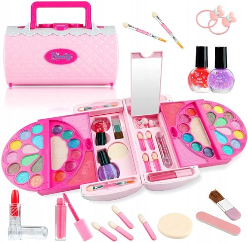 AMPQ Schminkkoffer Mädchen 44-Teile - Kinderschminke Set Mädchen ab 3 4 5 6 7 Jahre - Schminkkoffer Kinder, Beauty Set Mädchen - viele Farben und Schattierungen von EcoTraps