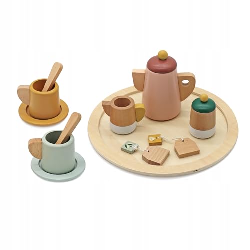 AMPQ Teeservice Kinder Holz Set 12-Teile - Küchenzubehör Kinder Holz Für Jungen und Mädchen ab 3 4 5 Jahren - Rollenspiel Teeservice Set AMPQ Teeservice Kinder Holz Set 12-Teile - Küchenzubehör Kinder Holz Für Jungen und Mädchen ab 3 4 5 Jahren - Rollenspiel Teeservice Set von EcoTraps
