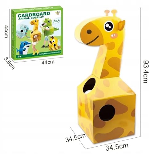 EcoTraps AMPQ Pappkostüm für Kinder Elefant oder Giraffe 82x64x36 cm – Kinderkostüm Tiere für Jungen und Mädchen 4 5 6 7 8 9 Jahre – Rollenspiel Kostüm aus Pappe (Giraffe) von EcoTraps