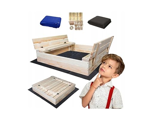 Sandkasten mit Sitzbank 100 x 100 cm, Dach, Naturholz, Sandkasten für Kinder, Spielplatz Sandkasten mit Sitzbank 100 x 100 cm, Dach, Naturholz, Sandkasten für Kinder, Spielplatz von EcoTraps