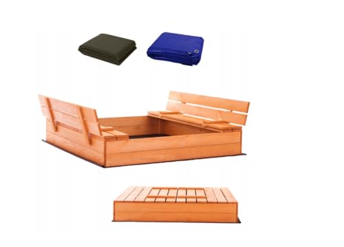 Sandkasten mit Sitzbank 120 x 120 cm, Abdeckung, imprägniertes Holz, Kindersandkasten, Spielplatz Sandkasten mit Sitzbank 120 x 120 cm, Abdeckung, imprägniertes Holz, Kindersandkasten, Spielplatz von EcoTraps
