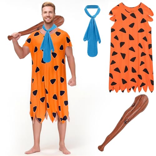 Ecocomfy Halloween-Kostüm für Erwachsene – Höhlenmensch Cartoon-Charakter-Party-Outfits, hawaiianisches Thema, lustige Maskerade-Outfits für Erwachsene (XXL) von Ecocomfy