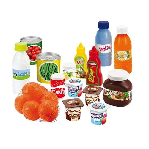 Ecoiffier – Zubehör für Kaufmannsladen – 20-teiliges Set mit Spiellebensmitteln für Kinder ab 18 Monaten, ideal für Kinderküche und Kaufladen von Ecoiffier