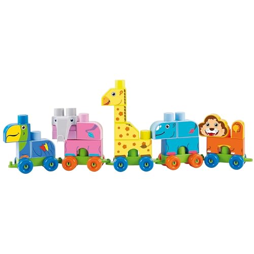 Ecoiffier – Abrick Maxi Tier-Spielzug – 42-teiliges Baustein-Set, bunte Tierwelt als Steckspiel, Puzzle-Spielzeug für Kinder ab 1 Jahr von Ecoiffier