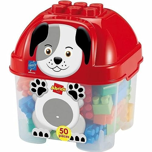 Ecoiffier Ecoiffier-S7145204 Hundebox mit 50 Bausteinen, transparent und mit Deckel, für Kinder ab 18 Monaten, Mehrfarbig (1927) von Ecoiffier
